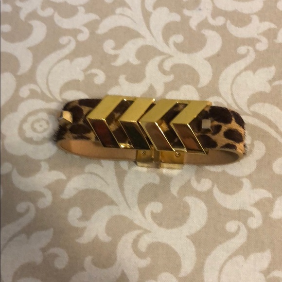 Vince Camuto Gold Leopard Dyed Calf Hair Bracelet - Picture 2 of 6
